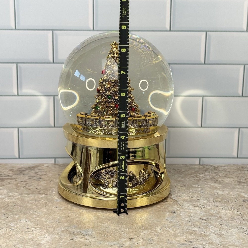 Things Remembered Gold Christmas Tree & Train Musical Snow Globe - Not Engraved - Picture 2 of 2